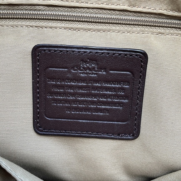 COACH SIGNATURE BROWN CANVAS AND BROWN LEATHER TRIM CITY TOP ZIP TOTE HANDBAG - Picture 12 of 16